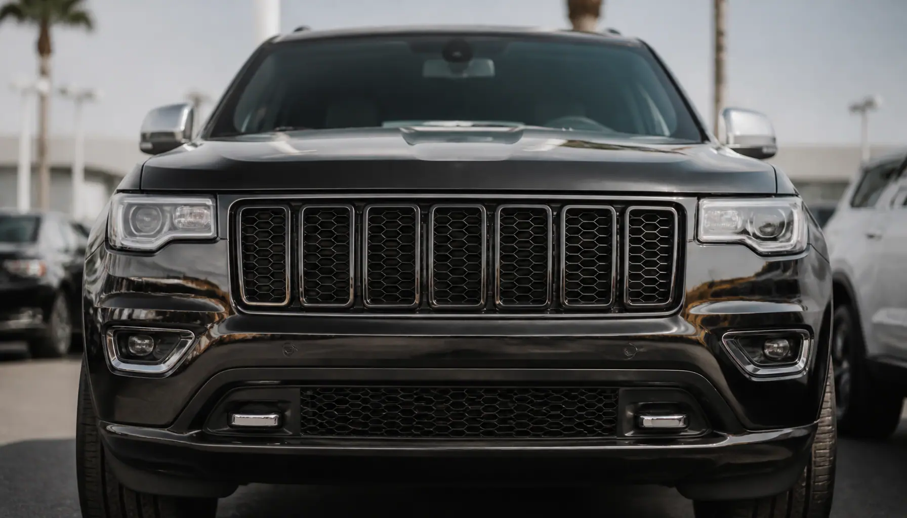 Used SUVs under $15,000 in Costa Mesa. front grille and headlight detail of a used vehicle on the You First Autos lot in Costa Mesa, CA